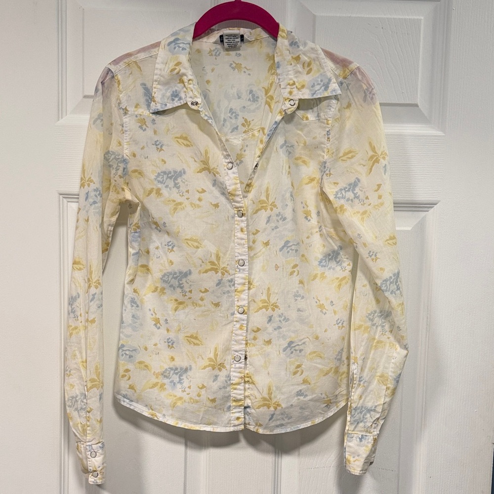 Abercrombie & Fitch Yellow and Blue Floral Button-Down Shirt